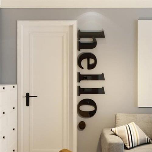 Net Red Bedroom Door Layout Decoration 3D Hello Door Wall Sticker Dormitory English Stickers Girl Heart Room Wall Sticker