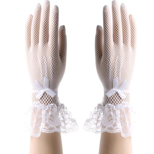 Elegant Women Lady Lace Gloves Cat Bowknot Party Prom Bride Wrist Mitten