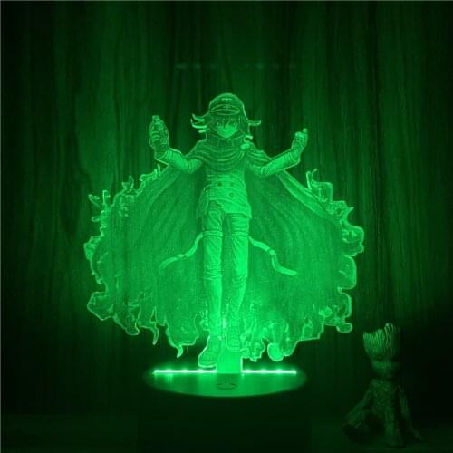 Anime Kokichi Oma Danganronpa V3: Killing Harmony Action Figure 7 Colors Touch Optical Illusion Lamp Decor Model 3D Nightlight