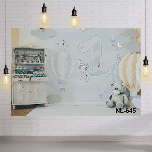 Backdrops 1st Birthday Party Hot Air Balloon Toy Bear Photography Backgrounds for Photo Studio Photozone Photocall Decor