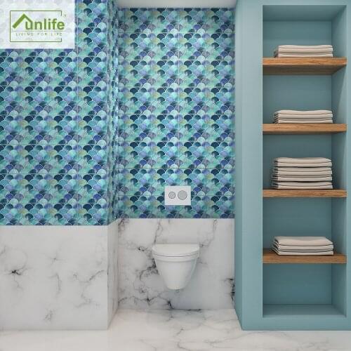 Funlife® Pearly Fish Scale Mosaic Tile sticker Self-Adhesive Oil Proof Easy to Clean Kitchen Backsplash Wall sticker Bathroom