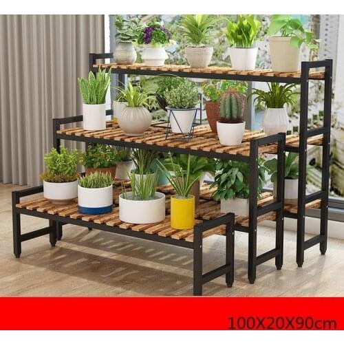 Pot Plantas Escalera Decorativa Madera Estanteria Para Macetas Varanda Outdoor Stand Balcony Dekoration Flower Plant Shelf