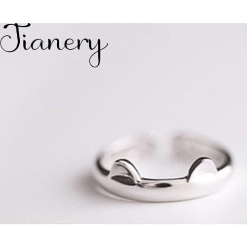 JIANERY Romantic Boho Silver Color Cat Rings for Women Christmas Gift Statement Jewelry Anillos Mujer