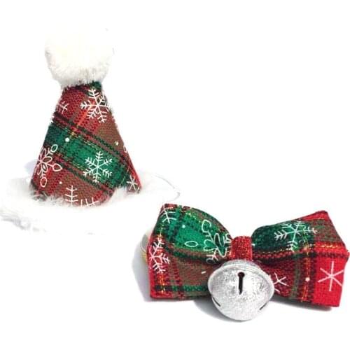 Classic Pet Christmas Hat Bow Tie Scarf Set Cat Dog Christmas Holiday Accessories Puppy Dog Supplier for Small Animals