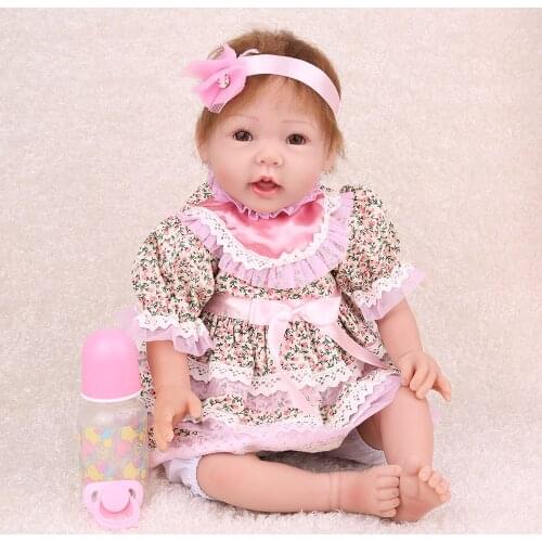 55cm Very sweet smile girl Reborn Doll 3/4 Silicone Reborn Baby Doll Lifelike Newborn Babies Dolls Toys For Kids new Year gift