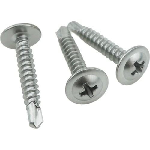 Luhuichang Free Shipping 100PCS M4.2 M4.8 410 stainless steel Large Flat Head Self Tapping Screws Drilling Tail Screw