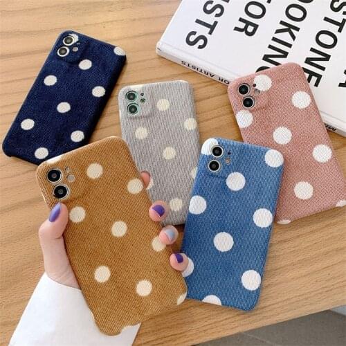 Fashion Cloth Texture Wave Point Phone Case For iPhone 11 Pro Max cases For iPhone 6 6s 7 8 Plus X XS XR Xs Max Cute warm cover