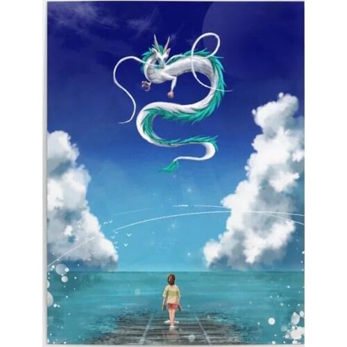 Modular Pictures Spirited Away Home Decoration Wall Sky Artwork Modern Dragon Canvas Prints Painting Anime Poster For Bedroom