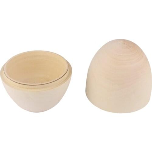 1pcs DIY Craft Unpainted Blank Wooden Egg Candy Toys Fillable Box Kids Favor