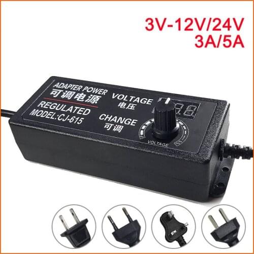 New 3-24V 5A 5.5mm*2.5mm adjustable Power Adapter Speed regulation Speed regulation Pressure regulation Display adapter