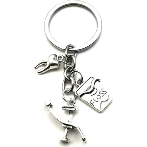 New Cartoon Toothpaste Pendant Dental Health Expert Mix Floss Toothbrush Charm Car Keyring Jewelry Gift Hoilday Party Souvenir