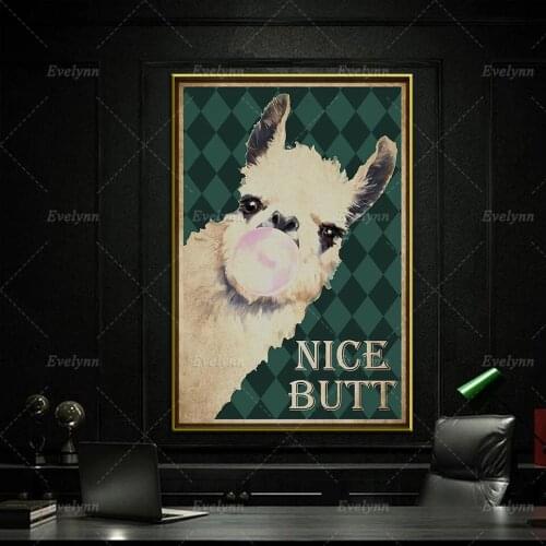 Llama Lovers Nice Butt Poster Famer Faming Farmhouse Home Living Bathroom Restroom Toilet Decor Canvas Wall Art Prints