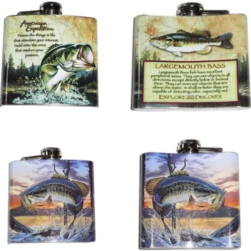 6 OZ Stainless Steel Hip Flask Flagon Liquor Whiskey Flagon fishing Decor