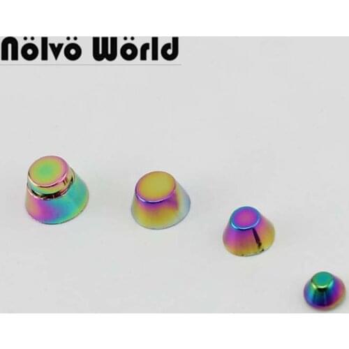 10-50-100pcs Rainbow rivet 5-8-10-12-13mm Bucket shape Rivets Leather Crafts Bags Base Rivet Belts Decorative Studs