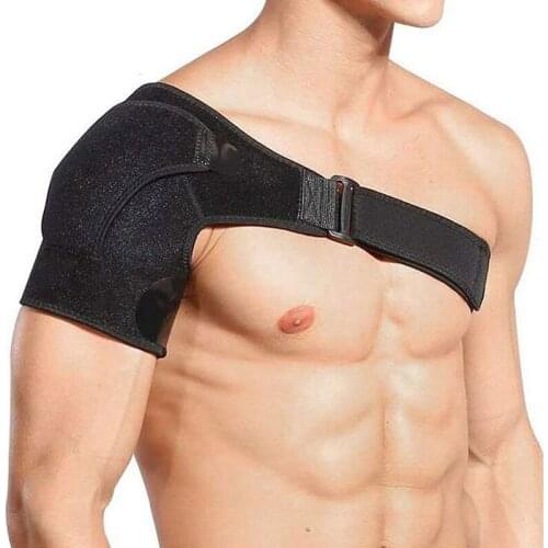 Adjustable Breathable Gym Sports Care Single Shoulder Support Back Brace Guard Strap Wrap Belt Band Pads Black Bandage Men/Women