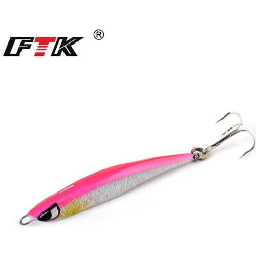 FTK 40g 60g Deep Sea Fishing Hard Lead Metal Jig Lure Sinking Micro Jigging Fishing Bait Tackle Wobbler With Treble Hook
