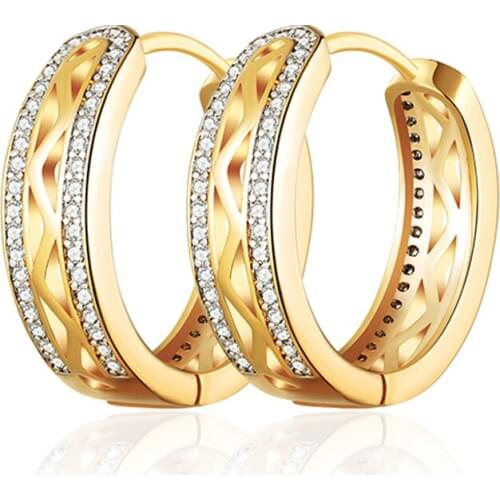 Fashion Design Gold Hollow Hoop Earrings Paved AAA Zirconia Big Round Circle Earrings for Women Jewelry Accessories Gifts