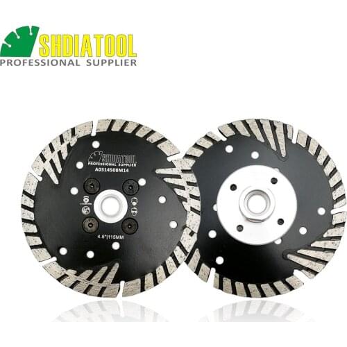 SHDIATOOL 2pcs 115mm Hot pressed Diamond turbo Blade with Slant protection teeth 4.5inch cutting disc