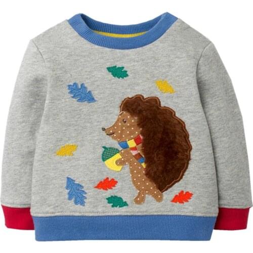 Jumping Meters 2-7T Crocodile Applique Girls Boys Sweatshirts for Winter Spring Toddler Cotton Tops Fashion Sport Children Shirt