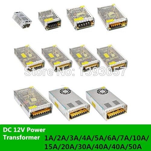 DC 12V Power Transformer for LED Strip Lignting, AC 100-240V Input to DC 12V 1A,2A,3A,4A,5A,6A,7A,10A,15A,20A,30A,40A,50A