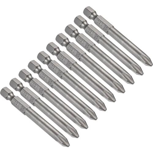 Uxcell 10 Pcs 6mm PH2 Magnetic Phillips Screwdriver Bits, 1/4 Inch Hex Shank 2.56-inch Length S2 Power Tool