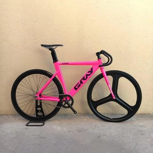 Grey Fixie Bike Aluminum Alloy 52cm Frame Fork One Piece Magnesium Alloy Wheel Single Speed Track Bicycle Flat Spokes Rims