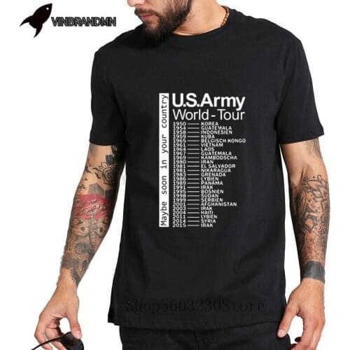 Funny Concert T-shirt Men The US Army World Tour T shirts Homme Funny Military Design tshirt Fashion Leisure Rock music Tops Tee