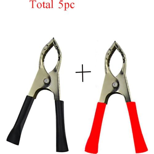5Pcs 10A Red+Black 50mm Crocodile Car Caravan Van Battery Test Lead Clips Electrical Equipment Supplies Alligator Clips