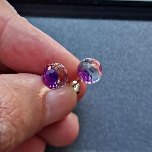 Size 8MM Pure Natural Purple Acrylic Women Stud Earrings Ear Smooth Ball 316 Stainless Steel Jewelry Anti Allergy Free