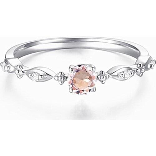 Trendy Solid 14k White Gold Natural Diamonds Engagement Ring for Women 4.5mm Round Cut Morganite Fine Jewelry Setting