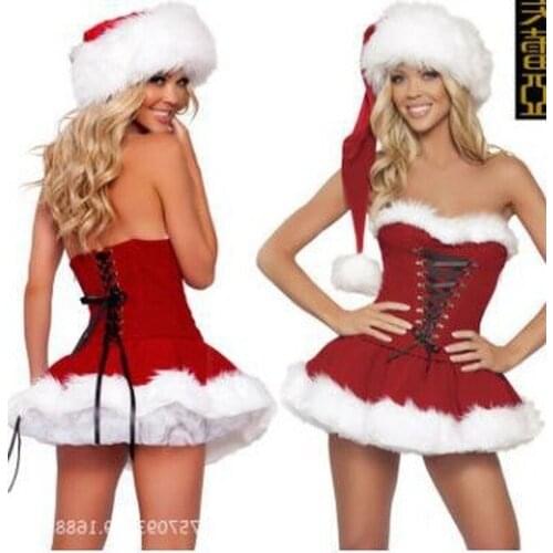 Fashion Miss Claus Dress Suit Women Christmas Fancy Party Dress Sexy Santa Outfits Hoodie Santa Claus Sweetie Cosplay Costumes
