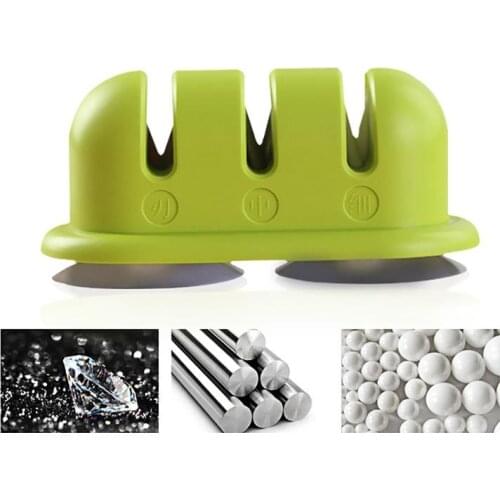 1pc Solid Color Kitchen Sharpener Portable 3 Stages Kitchen Sharpening Tool With Suction Cup Knife Tools Accessories