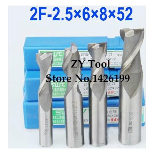 10pcs/set 2.5MM 2 Flute HSS & Aluminium endmill milling cutter CNC Bit Milling Machine tools Cutting tools.Lathe Tool,router bit