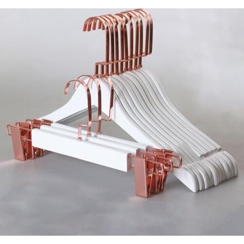 10pcs/lot Rose Gold Hook Hanger Adult Wood Clothes Racks Wooden Hotel Clothing Store Hanger (30pcs Can LOGO)