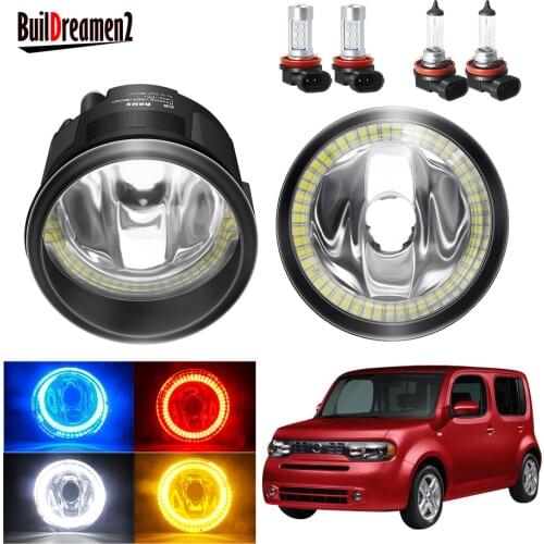 Angel Eye Fog Light Assembly For Nissan Cube Z12 2010-2014 Car Front Bumper Fog Light Halo Ring Daytime Running Lamp H11 12V