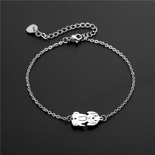 Simple Plane Tree Cross Charm Bracelet Stainless Steel Dog Wing Adjustable Chain Link Bracelets Pulsera Jewelry Gift for Women