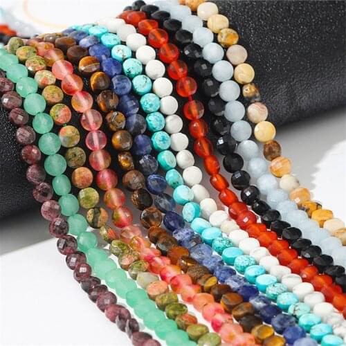 21 Colors Natural Stone Double Sided Flat Round Beads Round Loose Beads 6mm DIY Making Bracelet Necklace Jewelry Accessories