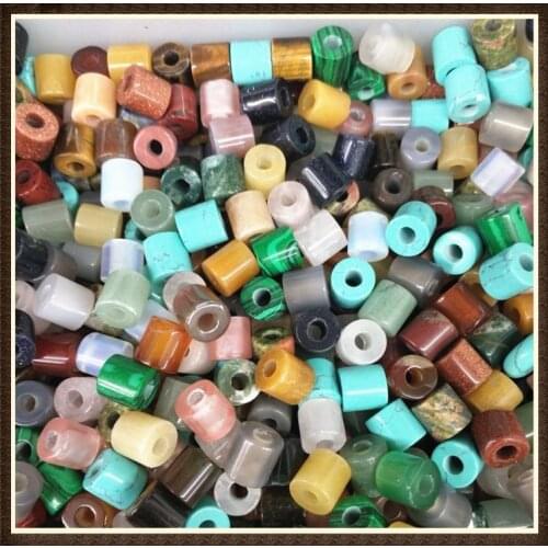 50pcs assorted colors gem stone beads 9x8.5mm inner hole 3.0mm drum shape for matching beads mix colors big hole beads good sell