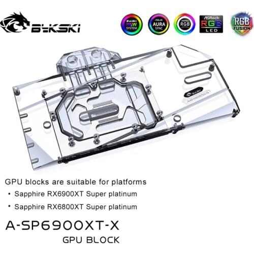 Bykski Water Block use for Sapphire RX 6800XT Nitro+ /RX 6900 XT Nitro GPU Card / Full Cover Copper Radiator Block /A-RGB / RGB
