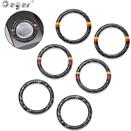 Ceyes Car Engine One-Button Start Carbon Fiber Styling Sticker Accessories Case For Audi Q5 Q7 A5 A7 A4L A6L Car Decorative Ring