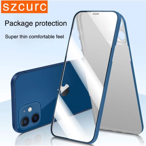 For iPhone 12 case 2021 new 360° all-around package lens protect toughened glass softcover iPhone 12 Pro Max mobile phone cover