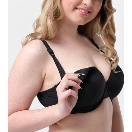 Black Padded Plunge Underwire Bralette Maternity Nursing Bra for Pregnant Women Full Cup Plus Size Bra B C D DD DDD E F G H I