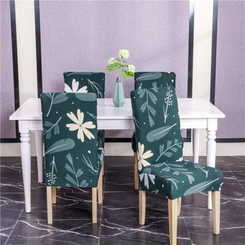 Floral Print Spandex Elastic Stretch Slipcovers Chair Cover Kitchen Dining Room Slipcover Seat Cover for Wedding Hotel Banquet