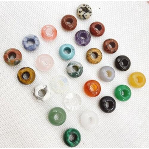 Hot Selling Natural Stone Quartz Crystal Round Shape Big Hole Beads Pendant For Jewelry Making Necklace Earrings Bracelet 2Pcs