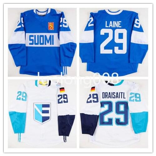 Custom 2016 Patrik Laine Team Finland Hockey Jersey Embroidery Stitched any number and name Jerseys