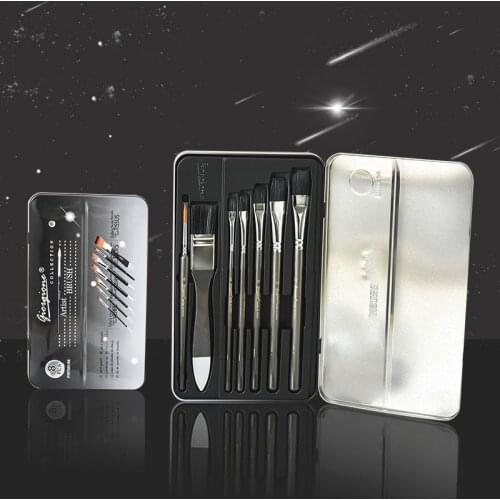 7 pcs Professional Paint Brushes Different Shape Nylon Hair Artist Painting Brush For Acrylic Oil Watercolor Art Supplies