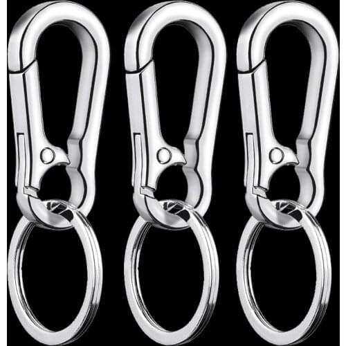 Classic Men Stainless Steel Gourd Buckle Keychain Waist Belt Clip Anti-lost Buckle Hanging Fashion Key Ring Car Decoration Gift