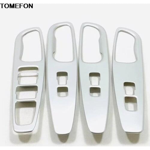 Window Lift Switch Button Inner Door Armrest Panel Cover Carbon Fiber Interior Trims Accessories For Hyundai Santa Fe 2019 2020