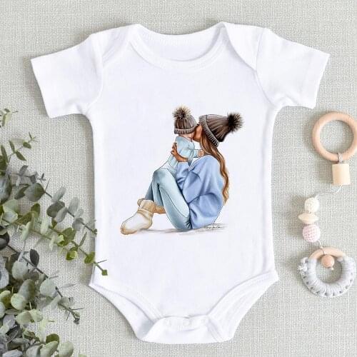 Super Mom With Baby Print Rompers Newborn Girls Bodysuits Boys Clothes Harajuku Vogue Toddler Kids Cotton Jumpsuit Outfits