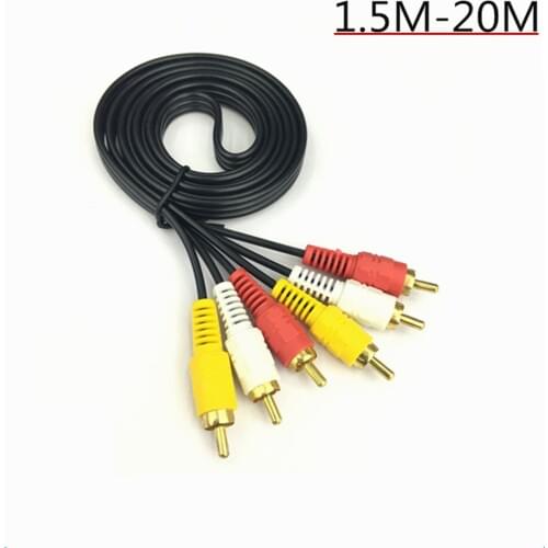 3RCA Male to 3 RCA Male Composite Audio Video AV Cable Plug 3X RCA Retail & Wholesale 1.5M 3M 5M 10M 15M 20M